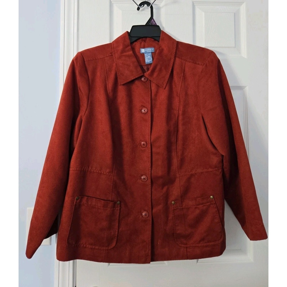 Koret Womans Plus Size Blazer Size 18W Faux Suede Rust Color